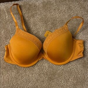 Women's Orange Lace Trim Bra